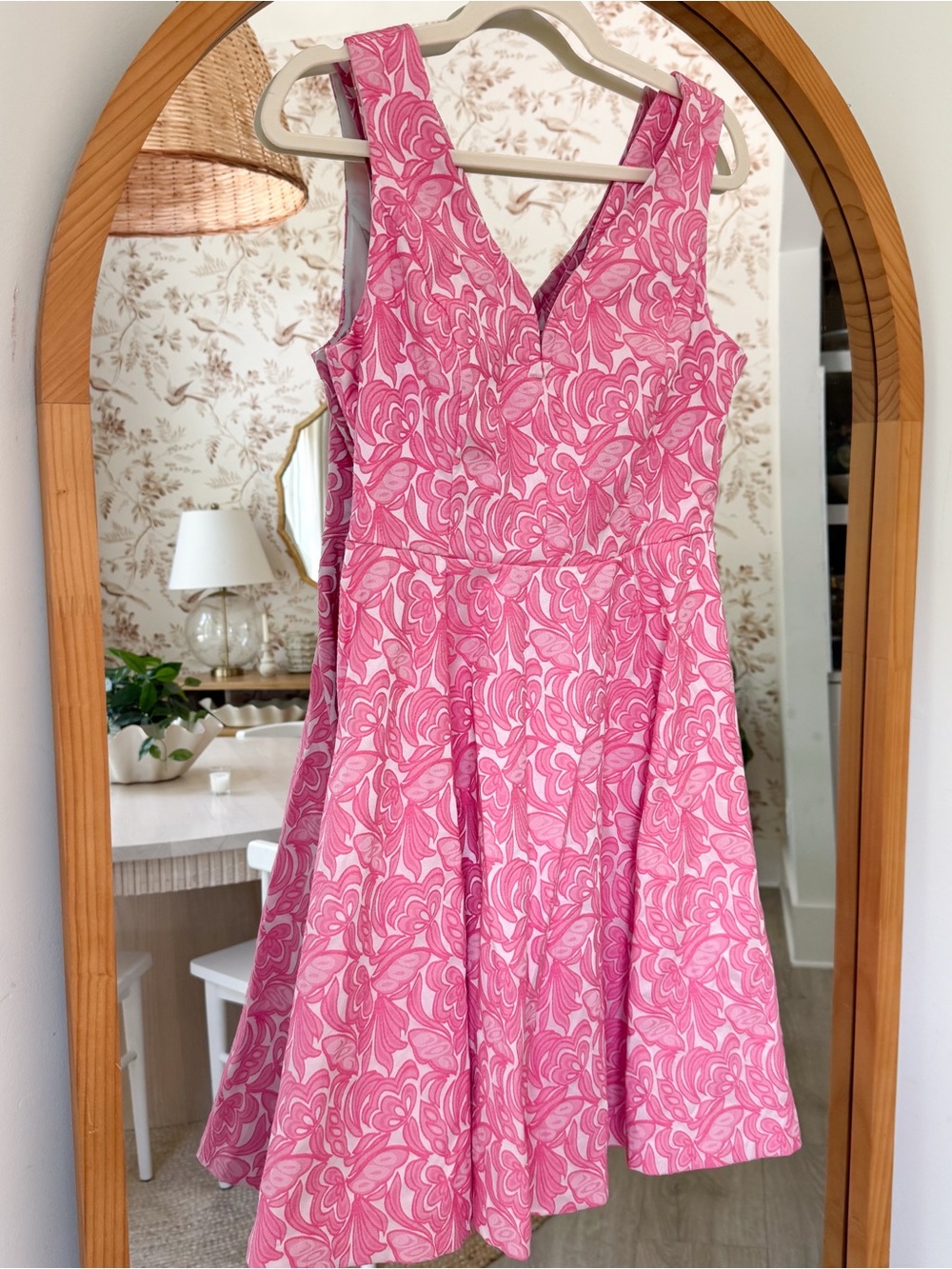 NWOT Anthropologie Pink Swirl Midi Fit-and-Flare Dress